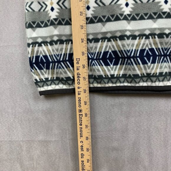 Eddie Bauer Mens Sweater XL Gray Blue Aztec Fleece Long Sleeve Southwestern - Picture 6 of 7